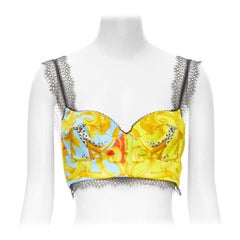 VERSACE Barocco Acanthus Pop print lace trim boned bustier bra top IT40 S