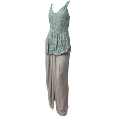 40s Beaded Peplum Evening Dress