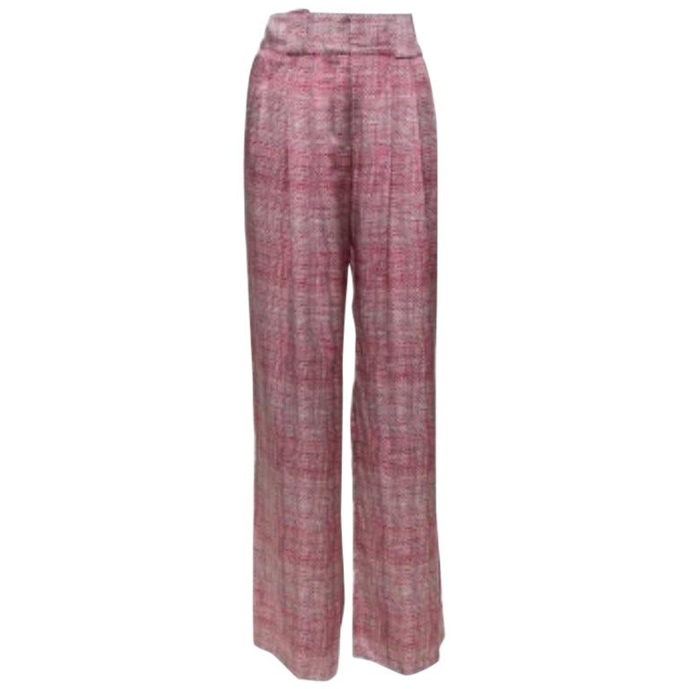 Emporio Armani Pink & Grey Printed Silk Palazzo Pants M For Sale