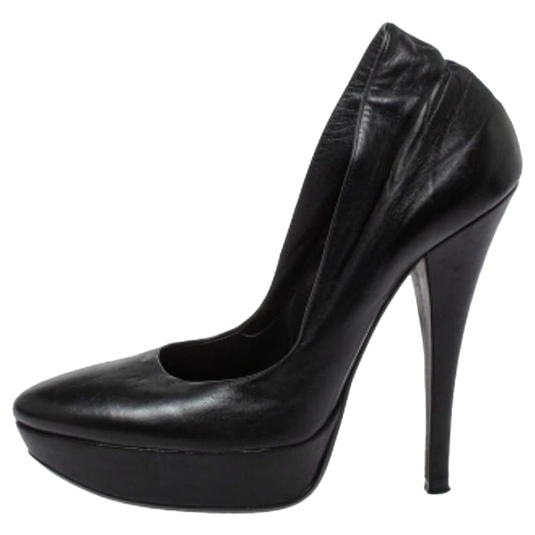 Loriblu Black Leather Platform Pumps Size 39 For Sale