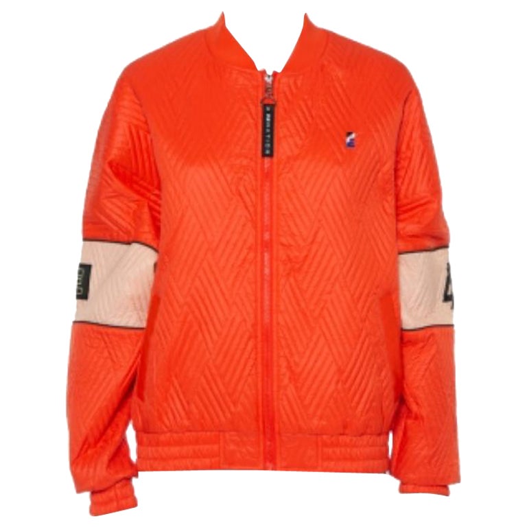 P.E. A. M. Giacca Bomber sintetica perforata arancione in vendita