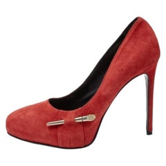 Loriblu Red Suede Crystal Embellished Platform Pumps Size 36
