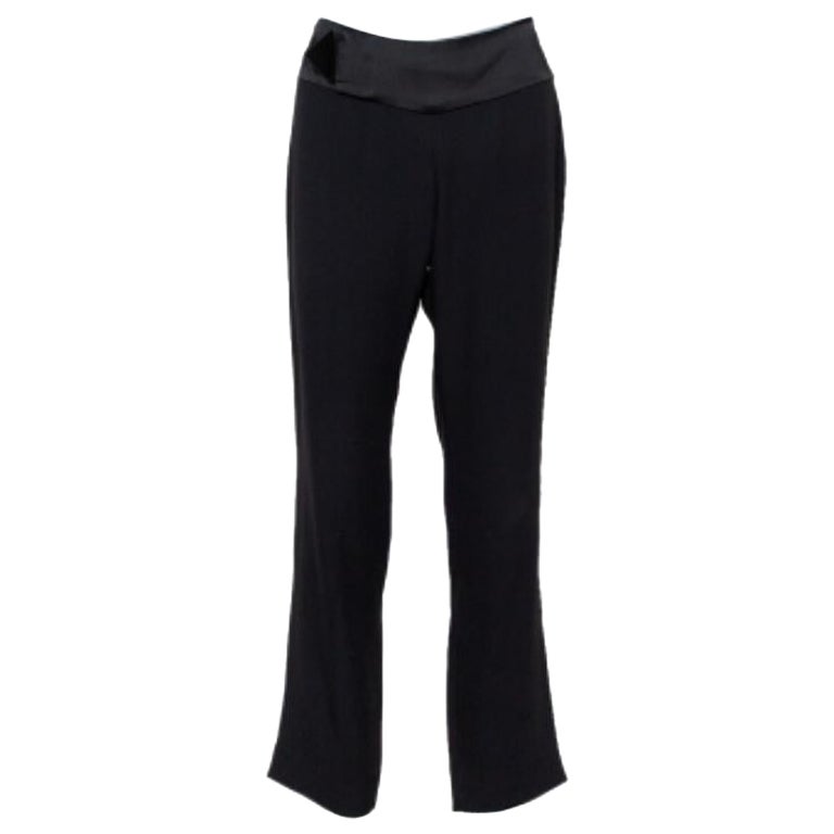 Emporio Armani Black Crepe Tapered Leg Trousers S For Sale