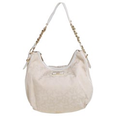 DKNY Signature Cream Canvas Hobo
