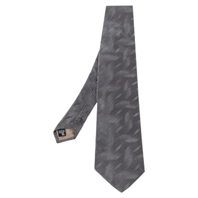 Emporio Armani Grey Textured Silk Traditional Tie For Sale