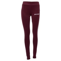 Palm Angels Burgundy Logo Printed Jersey Side Strip Detail Track Leggings L
