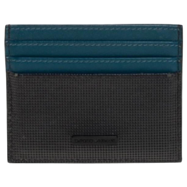 Emporio Armani Blue/Black Leather Card Holder For Sale