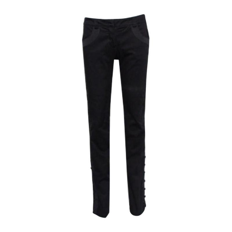 Emporio Armani Black Side Trim & Button Detail Trousers M For Sale
