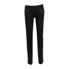 Emporio Armani Black Side Trim & Button Detail Trousers M