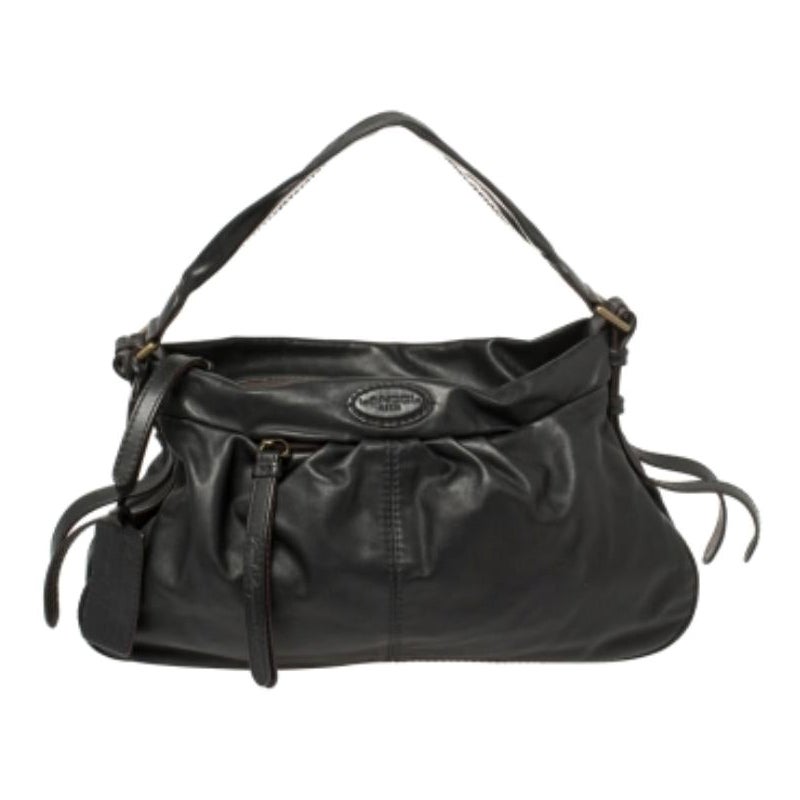Lancel Hobo à poche frontale en cuir noir en vente