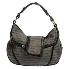 EMPORIO ARMANI Hobo en toile et cuir avec monogramme noir/gris