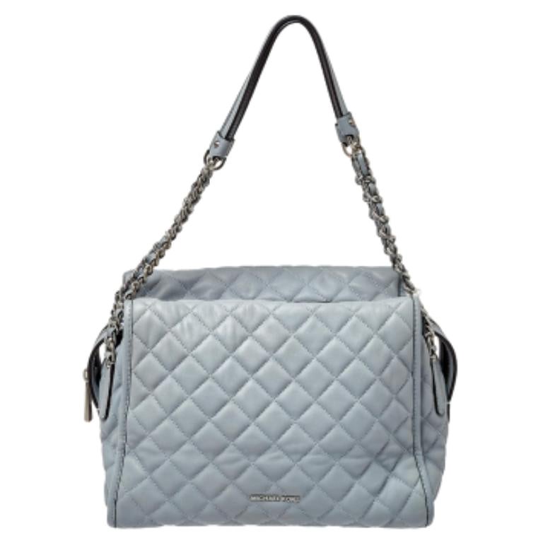 MICHAEL Michael Kors Blue Quilted Leather XL Rachel Satchel For Sale