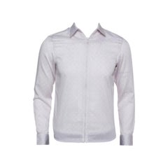 Emporio Armani Beige Printed Cotton Zipper Front Shirt M