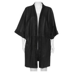 IRO Black Suede Leather Open Front Kimono S