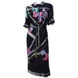 80s Leonard Print Silk Jersey Dress