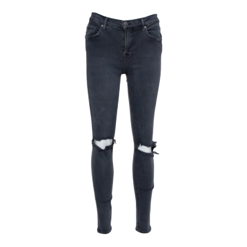 Grlfrnd Grey Denim Distressed Skinny Candice Jeans M For Sale