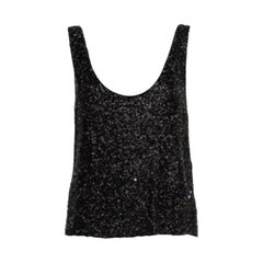 Retrofete Black Sequin & Bead Embellished Synthetic Tank Top L