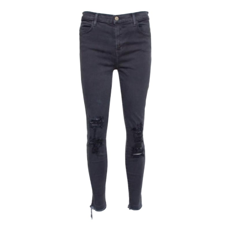 J Brand Dement Black Denim Distressed Alana Jeans M For Sale