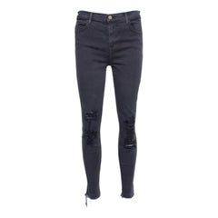 J Brand Dement Black Denim Distressed Alana Jeans M