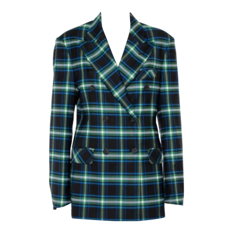 Mathew Adams Dolan Black Opera Checkered Wool Double Breasted Blazer M For Sale