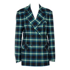 Mathew Adams Dolan Black Opera Checkered Wool Double Breasted Blazer M