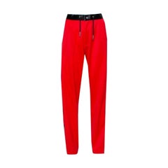 Marques Almeida Red Wool Contrast Trim Side Zip Detail Track Pants L