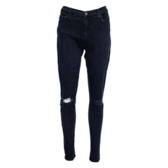J Brand Navy Blue Denim Super Skinny Distressed Blackout Jeans M