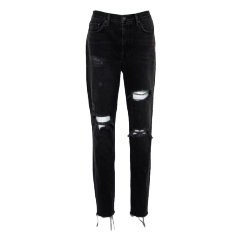 Grlfrnd Black Denim Distressed Skinny Karolina Jeans M For Sale