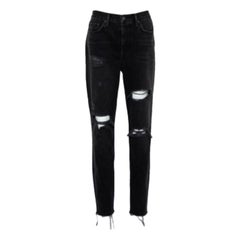 Grlfrnd Black Denim Distressed Skinny Karolina Jeans M