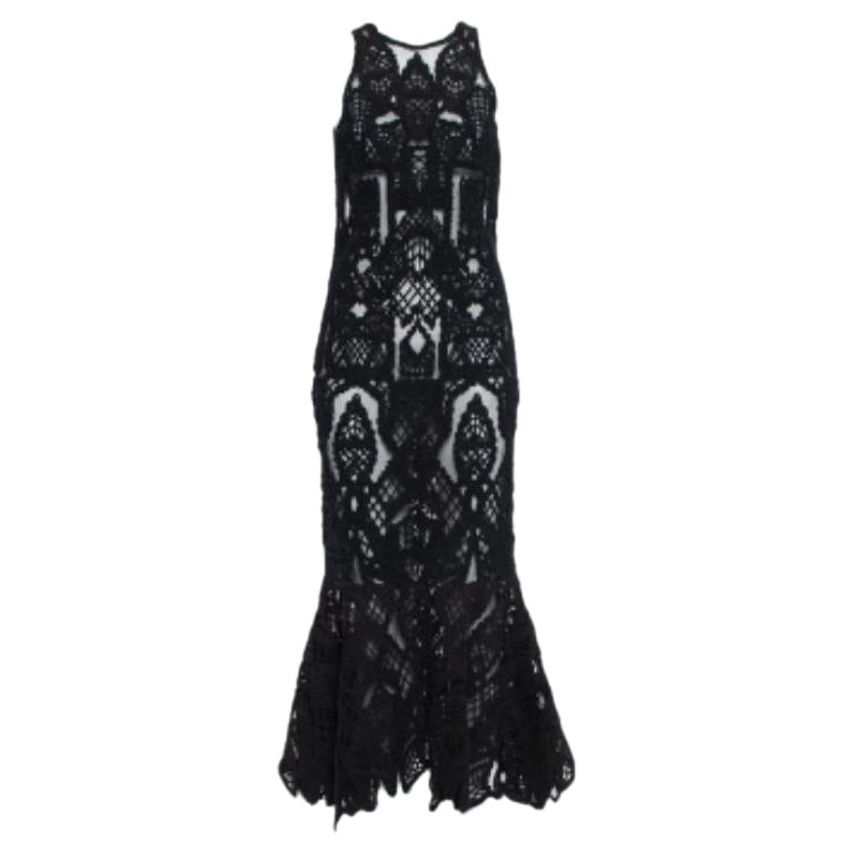 Jonathan Simkhai Black Lace & Tulle Mermaid Sheer Gown M For Sale