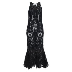 Used Jonathan Simkhai Black Lace & Tulle Mermaid Sheer Gown M