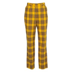LPA Mustard Yellow Cotton Plaid Slim Trousers L