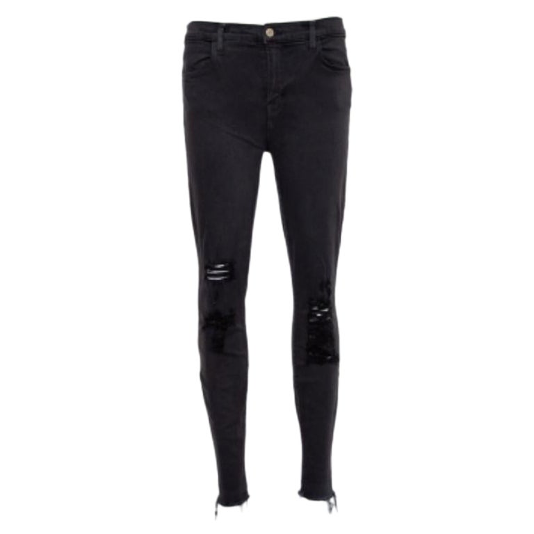 J Brand Demen Black Denim Distressed Skinny Alana Jeans M For Sale