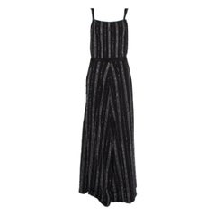 Bazza Alzouman Black Silk Sequin Embellished Open Back Wide Leg Jumpsuit L
