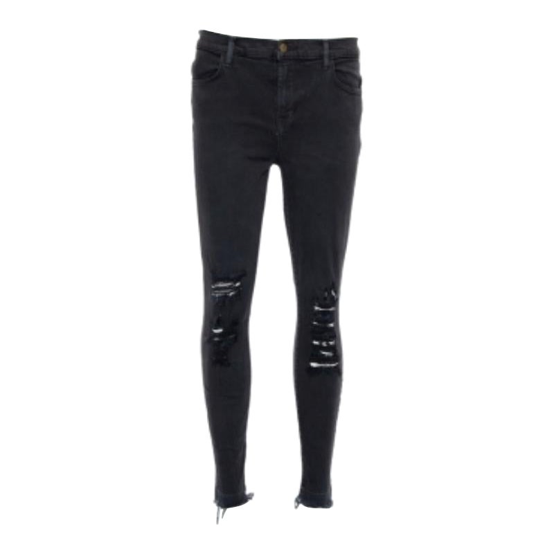 J Brand Dement Black Denim Distressed Alana Jeans M For Sale