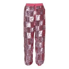 Retrofete Pink Sequin Embellished Chiffon Joggers L
