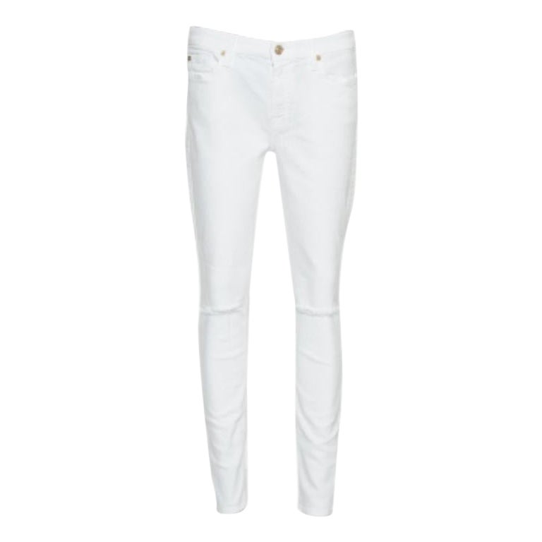 7forallmankind White Denim Skinny Ankle Length Jeans M For Sale