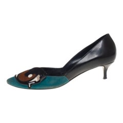 Pierre Hardy Multicolor Leather and Suede Oh Roy Eye Kitten Heel Pumps Size 38