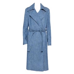 MSGM Blue Denim Tailored Belted Coat M