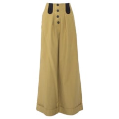 Rosie Assouiin Beige Cotton High Waist Busted Girdle Palazzo Pants M