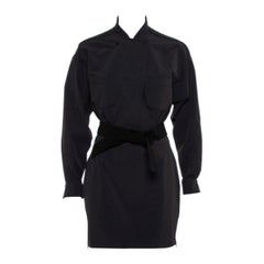 Norisol Ferrari Black Synthetic Paneled Belted Mini Dress M