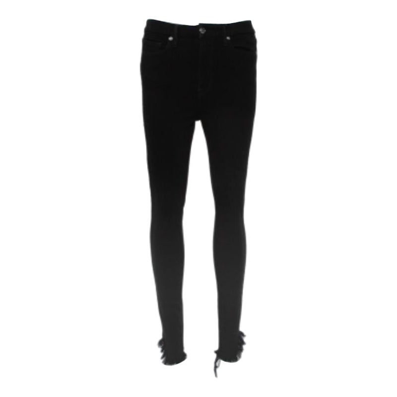 Good American Black Denim Frayed Hem Detail Good Waist Jeans M For Sale