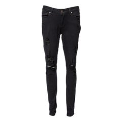 Paige Black Denim Ultra Skinny Distressed Verdugo Jeans M