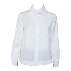 Emporio Armani White Cotton Extended Collar Detail Button Front Boxy Shirt M
