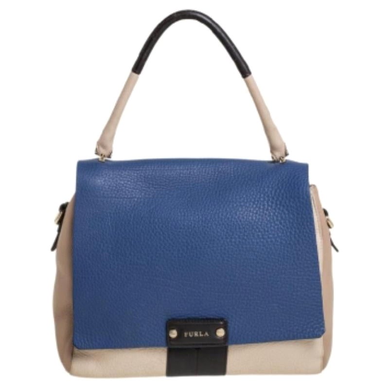 Furla Multicolor Leather Flap Top Handle Bag For Sale