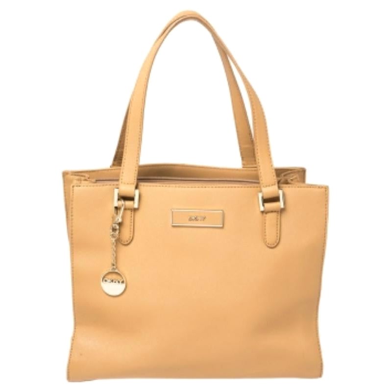 DKNY Beige Leather Bryant Park Zip Tote For Sale