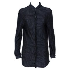 Emporio Armani Black Striped Knit Long Sleeve Shirt M