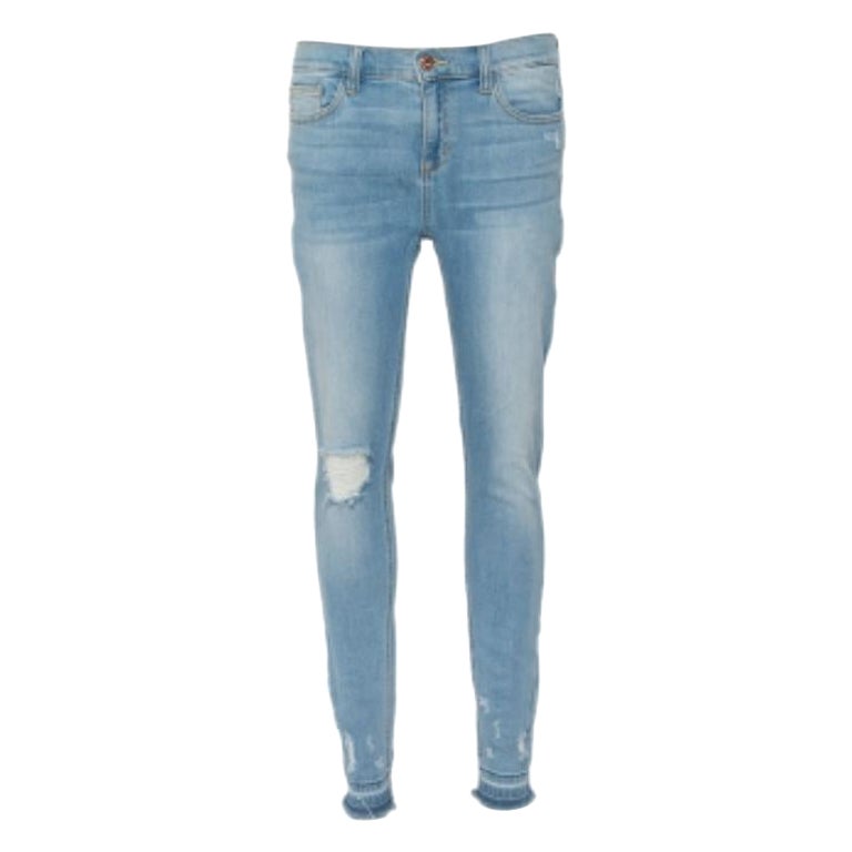 Sneak Peek Blue Denim Distressed Skinny Jeans M For Sale