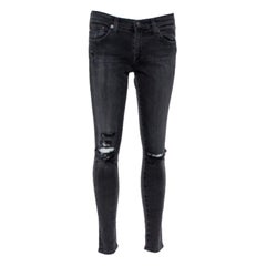 Adriano Goldschmied Dark Grey Denim Distressed Skinny Ankle Length Jeans M
