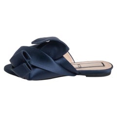Nº21 Blue Satin Knot Flat Mules Size 36
